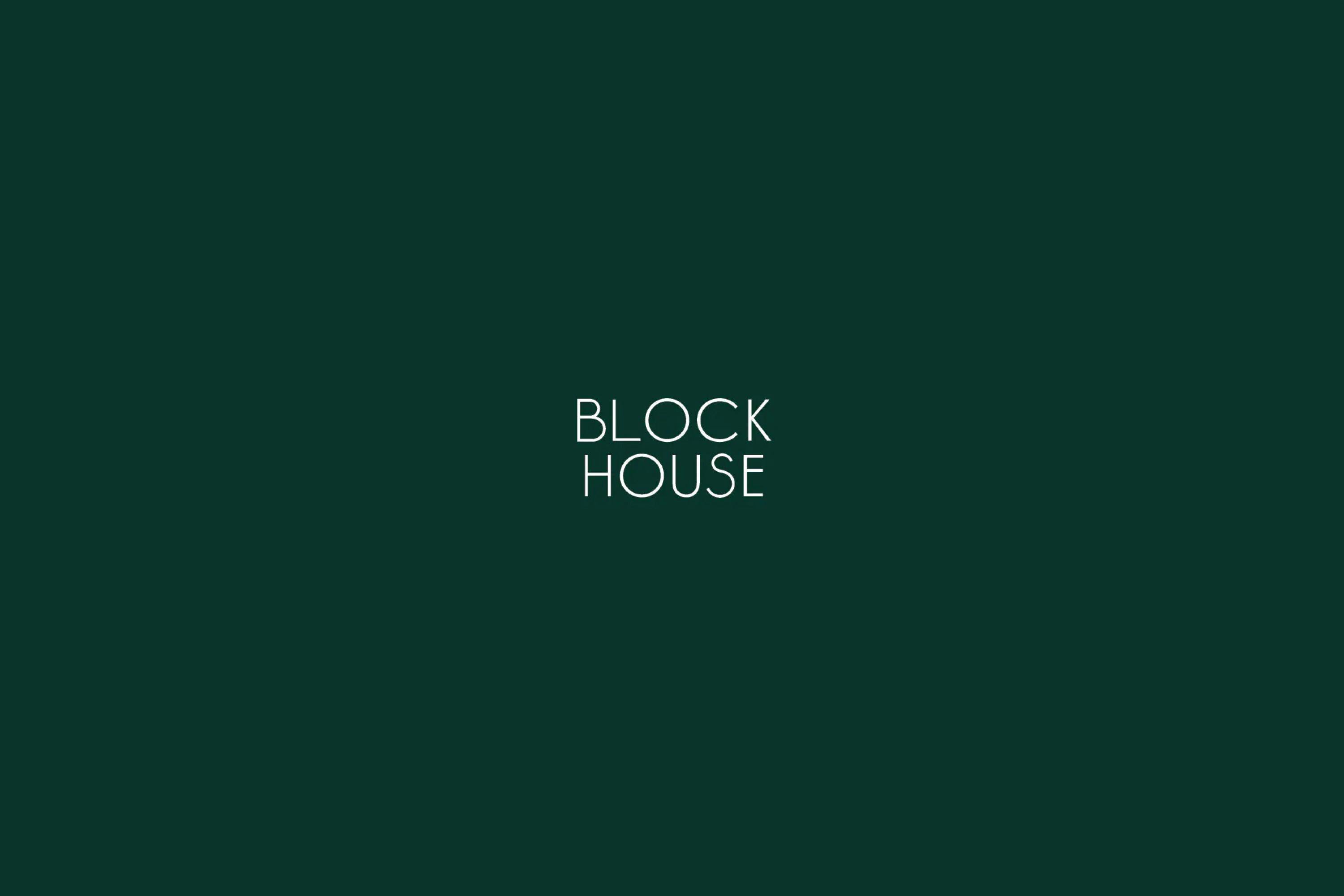 Block House written against a black background