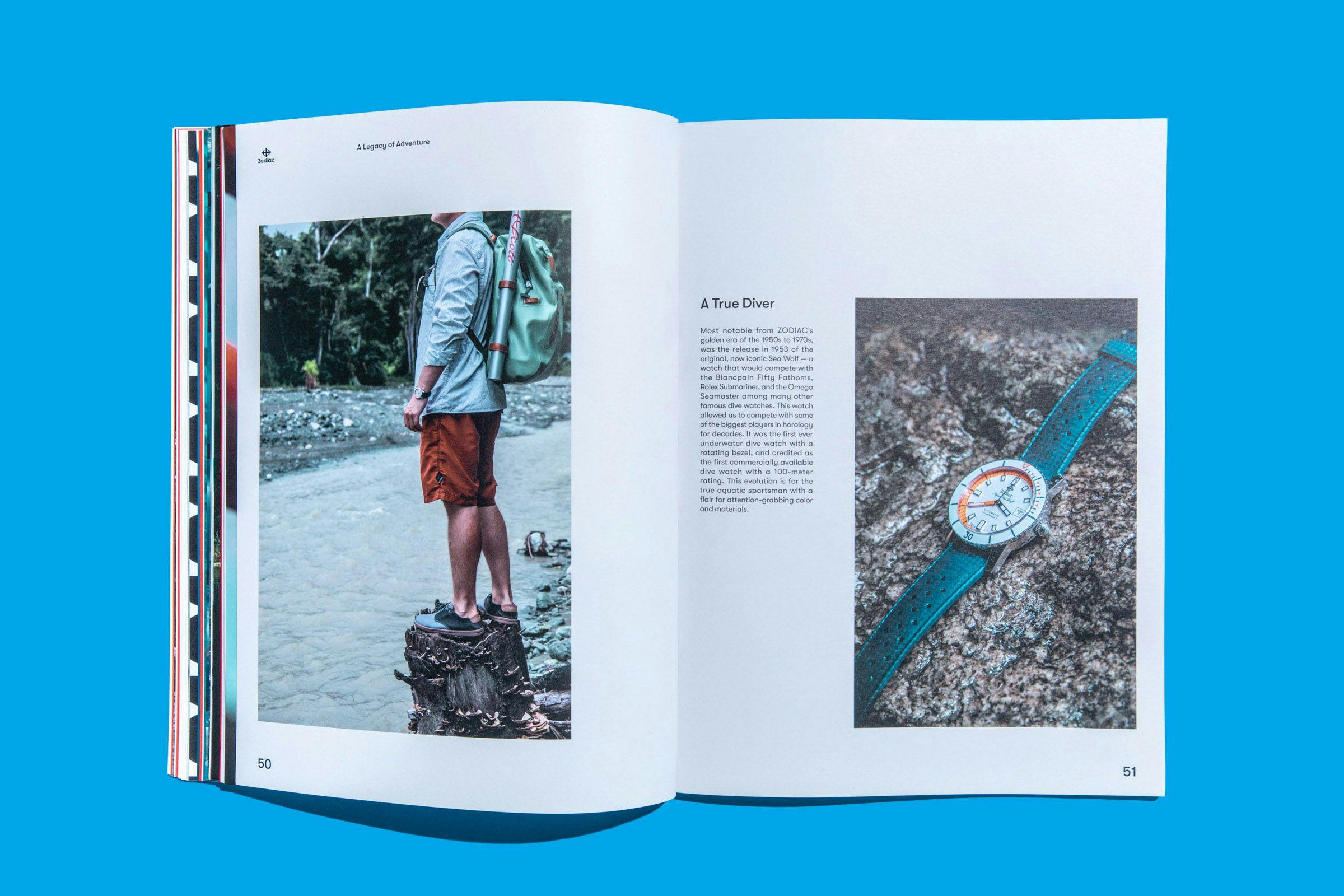 Pages in the Zodiac Watches: Brand Book with photos showing off brand products