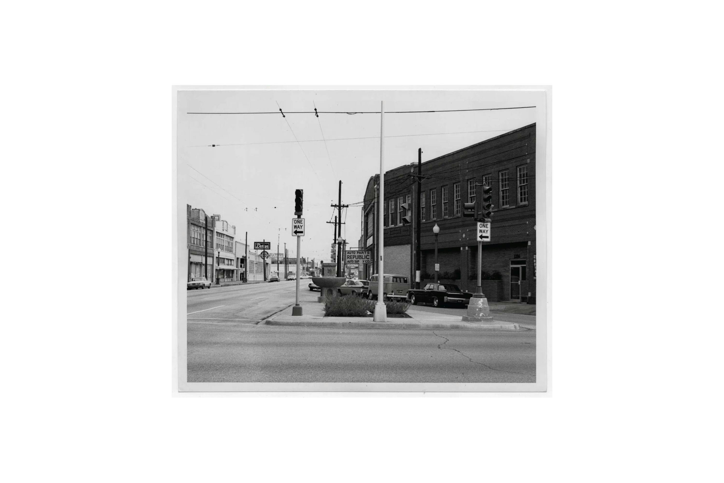Historic photo of a streets and a streetlight