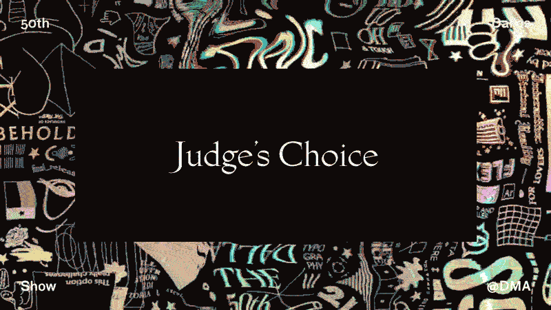 White text reading "Judge's Choice" on a black rectangle on top of an animated DSVC graphic