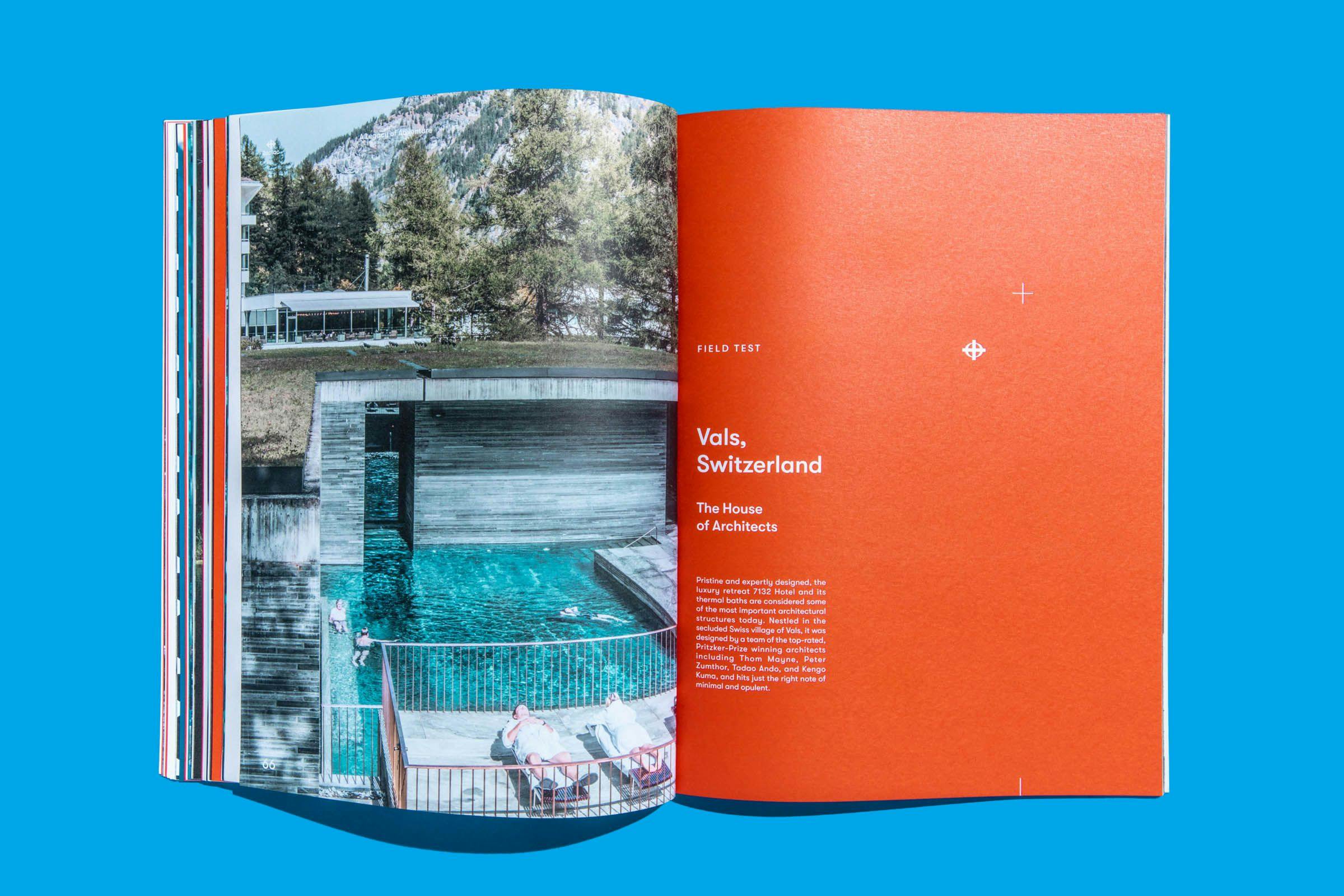 Pages from Zodiac Watches: Brand Book showing a photo of people relaxing by the pool