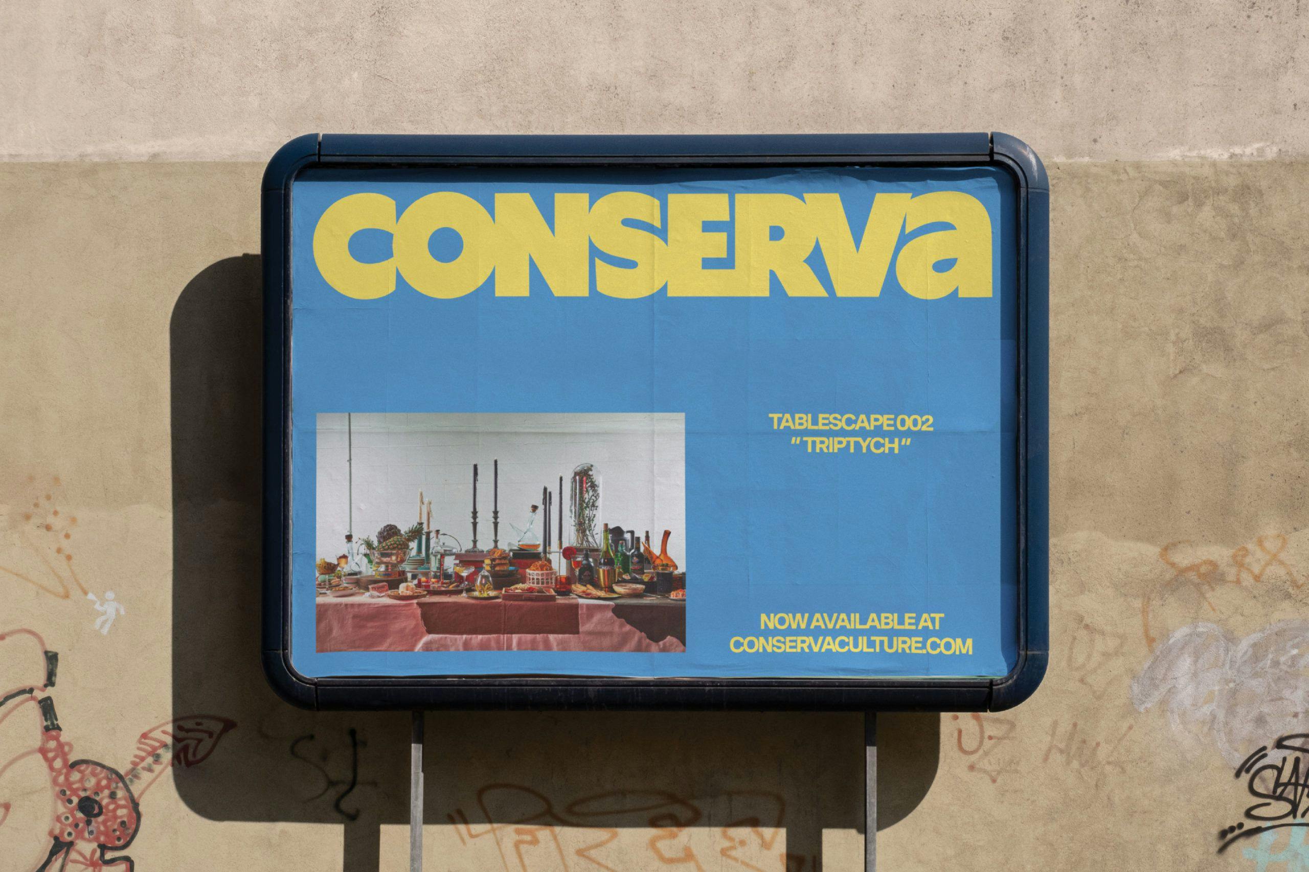 Conserva sign displaying Tablescape 002 "Triptych"