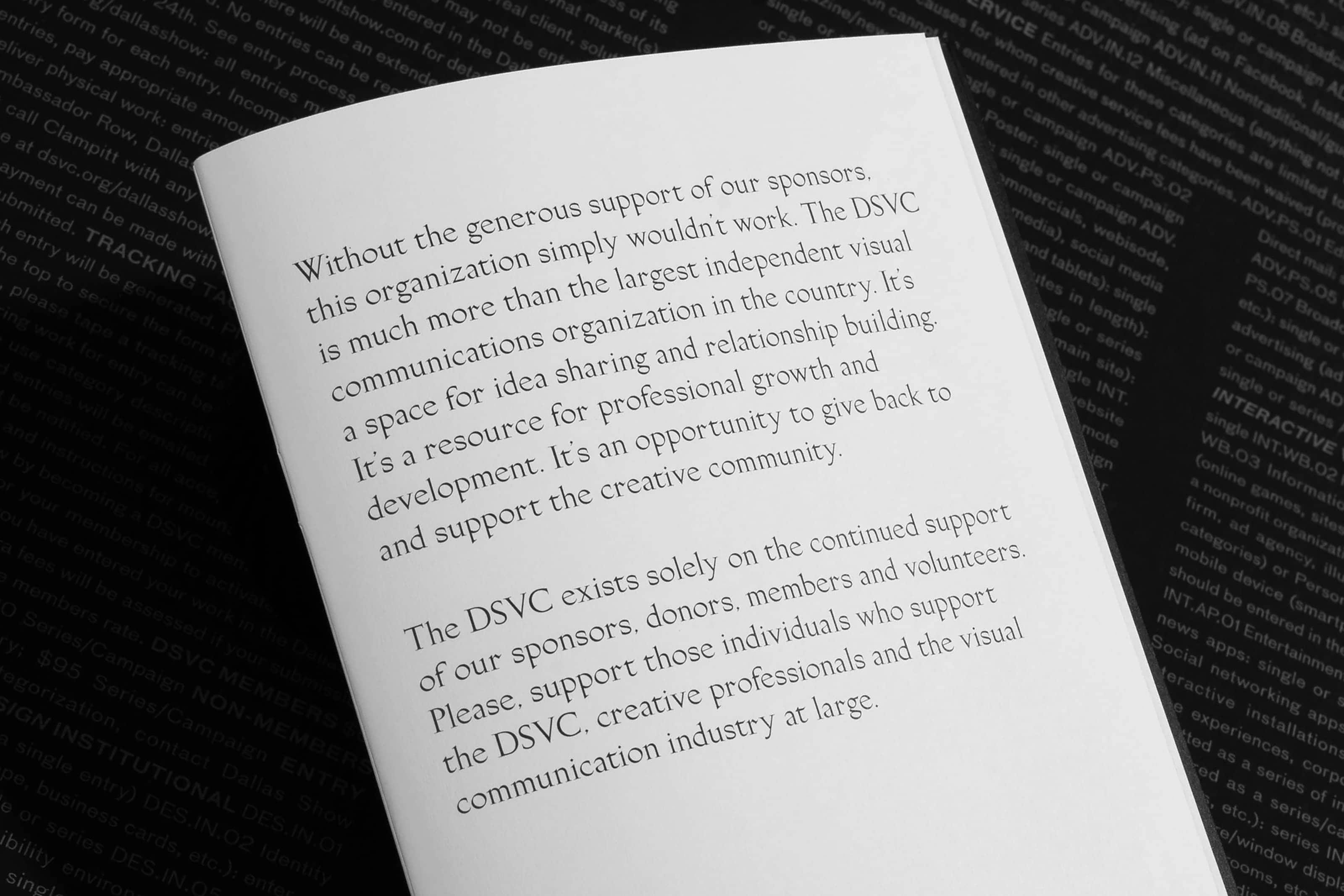 Dedication page from DSVC in the 50th Dallas Show program