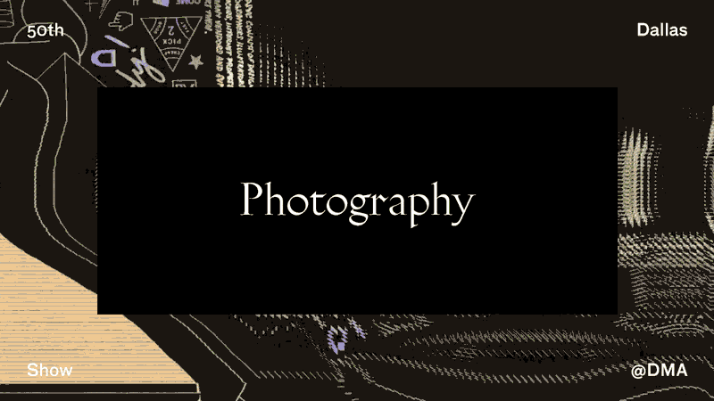 White text reading "Photography" on a black rectangle on top of an animated graphic