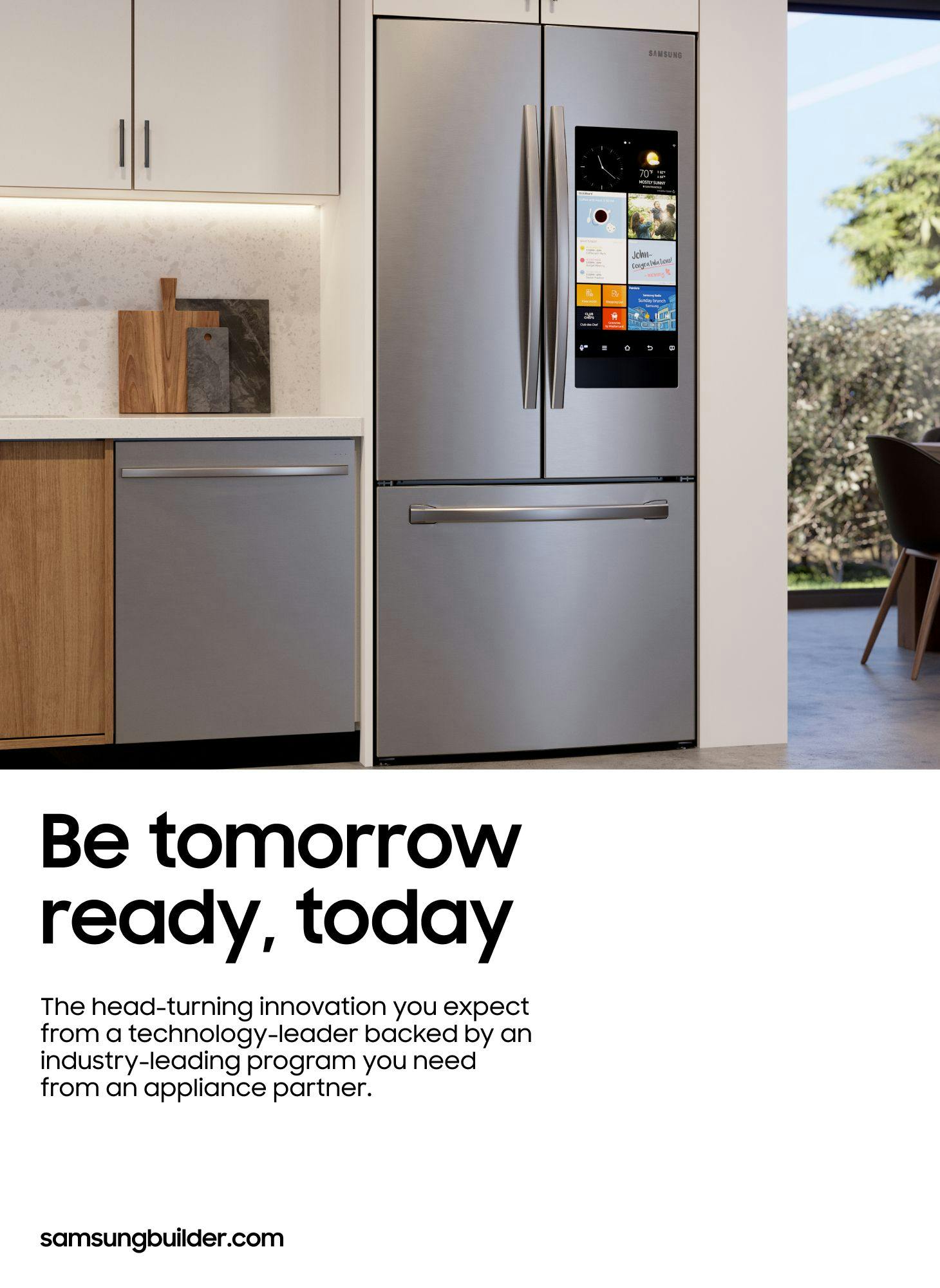 Stainless Steel Smart Fridge and Dishwasher in a Kitchen
